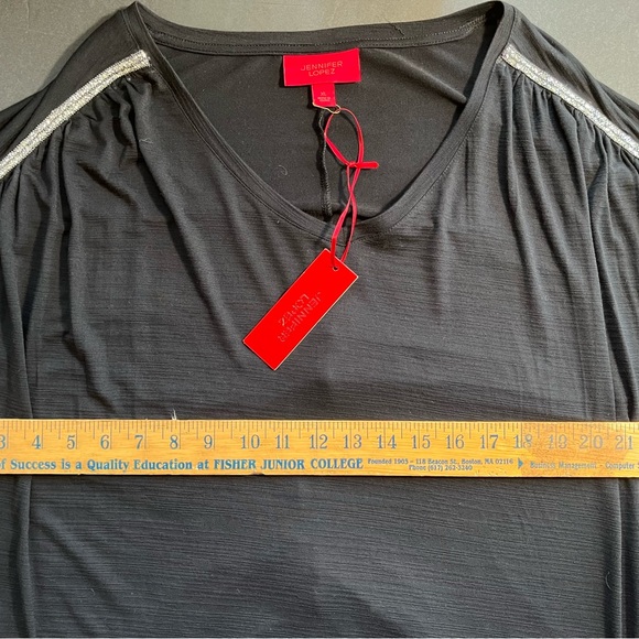 JENNIFER LOPEZ BATWING BLOUSE RHINESTONE SHOULDERS SIZE XL - Picture 3 of 11